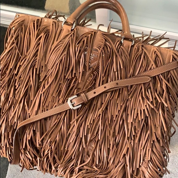 **SOLD** Prada Fringe Brown Leather Tote - Picture 7 of 7